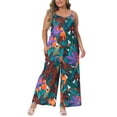 thumbnail image 1 of Mono de tirantes ajustables sin mangas para mujeres de talla grande CURVY GLAM, con pantalones largos elásticos, 4X, azul lago, 1 of 6