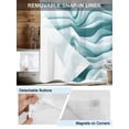 thumbnail image 3 of No Hook Cloth Fabric Shower Curtain with Snap in Liner, Geometric Stripes Waterproof Shower Curtains Set with See Through Top Window, Ombre Teal White Sea Waves Bath Curtains Shower 36"x72", 3 of 6
