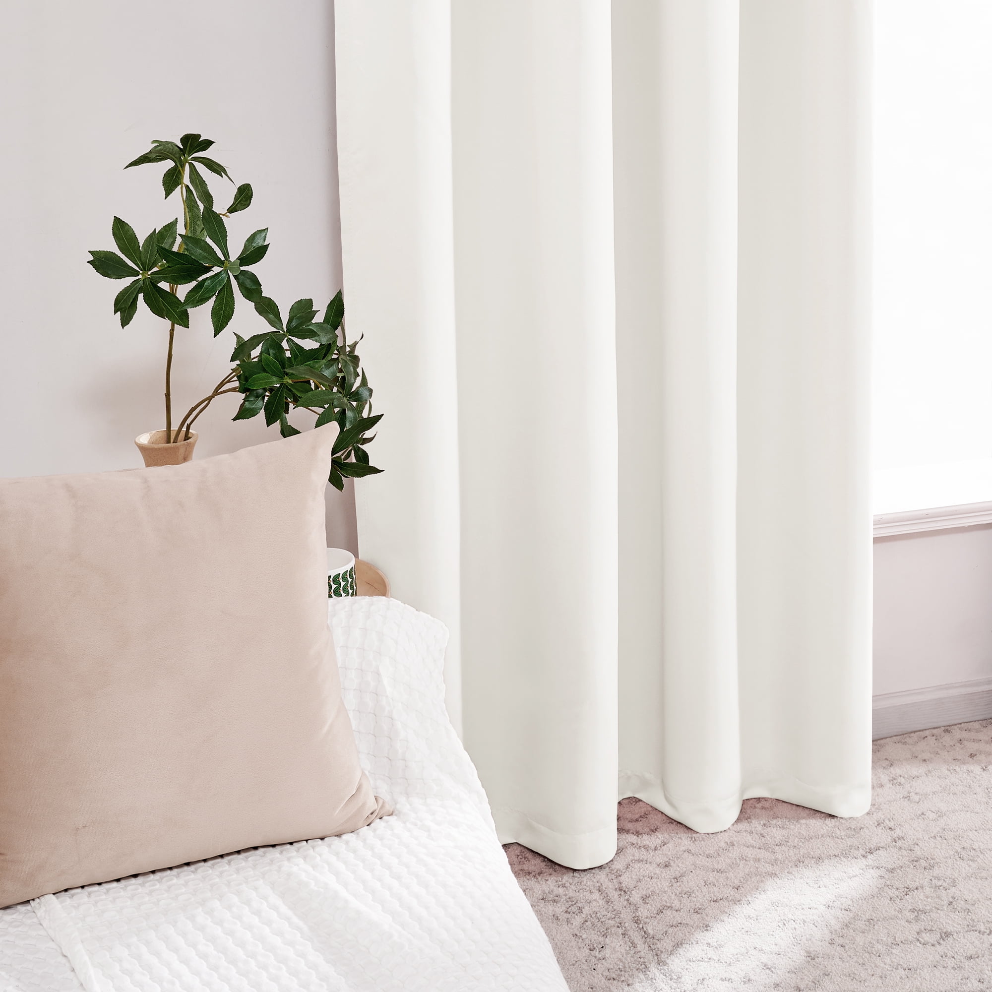ZOPZO 100% Blackout Curtains, 52W x 84L Inch, Thermal Insulated, Cream, Drapes for Bedroom and Living Room, Set of 2 Panels