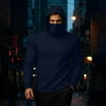 thumbnail image 2 of YOIAVAIOY Mens Thermal Shirts Hoodie with Mask Long Sleeve Winter Sports Base Layer Top Active Running Sun Shirt Navy M, 2 of 10