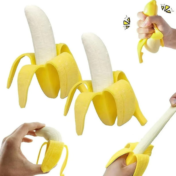 2 Pcs Squishy Banana Squeeze Toysscented Simulation Bananas Fruit Squeeze Toys Super Soft Stress Relief Toys -ys