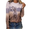 thumbnail image 2 of Nouveaux Hauts pour Femmes Printemps et Automne 2023 Grande Taille Sexy Col Rond Manches Longues Boutons Hauts Blouse Imprimée Régulière Chemise Manches Longues pour Femmes, 2 of 5