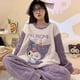 thumbnail image 2 of Pijamas Kawaii Sanrio Kuromi Cinnamoroll Pachacco para mujer, ropa de dormir de franela gruesa y cálida, cuello redondo, Invierno, 2 of 4