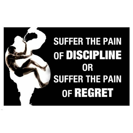 Back Pain Poster - Pain Discipline Quote Motivational Poster 24X36 Work Out Inspirational
