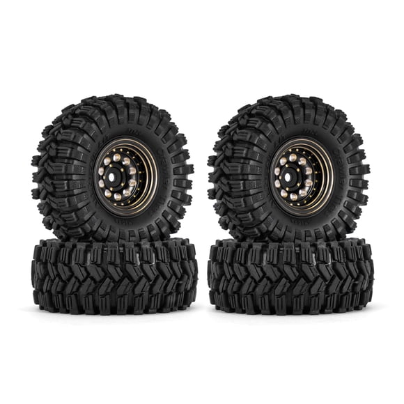 INJORA Black Coating Brass 1.0 Beadlock Wheel Tires Set for Axial SCX24 AX24 TRX4M FCX24 Upgrade 1/24 1/18 RC Crawler Carï¼?Blackï¼?
