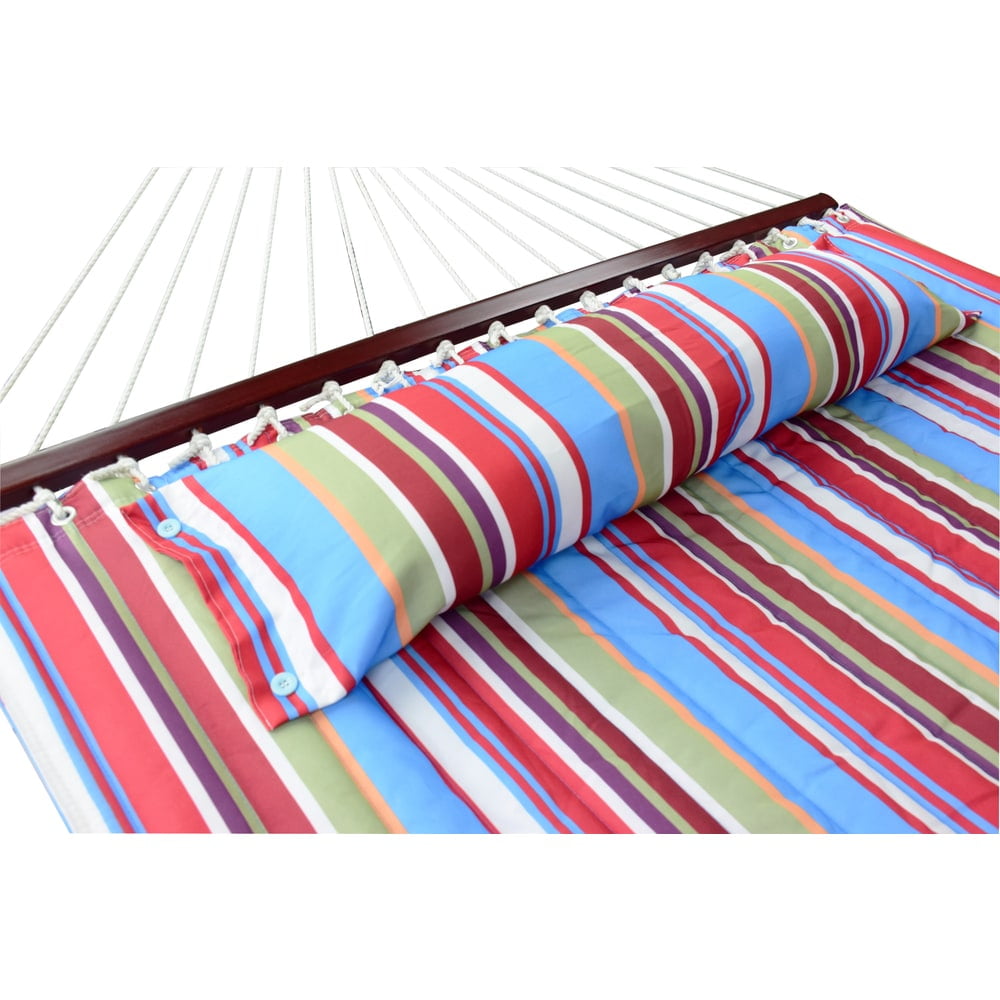 Sorbus Hammock with Stand & Spreader Bars and Detachable Pillow, Heavy Duty, 450 Pound Capacity for Indoor/Outdoor (Blue Red)