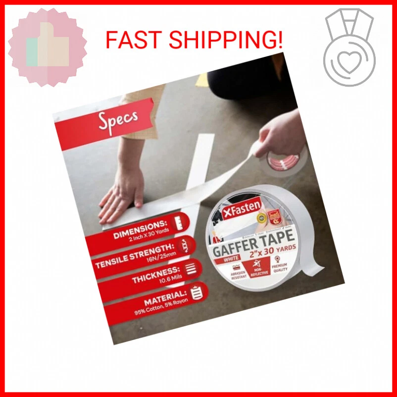 CIRCLE- Xfasten White Gaffers Tape 2 Inch X 30 Yards Residue-Free White Gaffer Tape 2 In