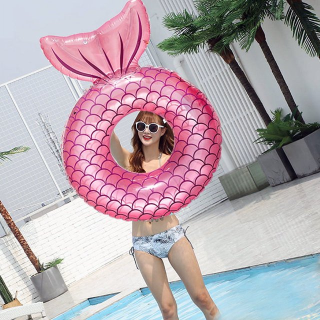 Boya inflable rosa para piscina de sirena, flotador de piscina, salón, balsa, decoraciones de verano, playa, diversión acuática, juguetes para niños 110c