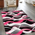 thumbnail image 3 of Pink Gray Stripes Washable Area Rugs 2.7'x5', Abstract Art Modern Low Pile Throw Living Room Rug Non-Slip Sturdy Edge Binding Carpet for Indoor Entryway Bedside Kitchen, 3 of 9