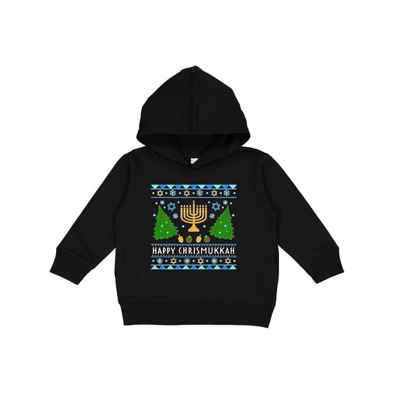 Inktastic Happy Chrismukkah Sweater Style with Menorah and Trees Toddler Hoodie