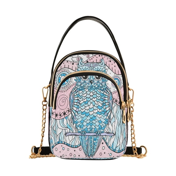 ALAZA Chain Crossbody Bags for Women Mandala Abstract Owl Shoulder Handbag Phone Purse