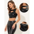 thumbnail image 2 of Disfraz de Halloween Allegra K Top corto metálico brillante sin mangas Negro XL, 2 of 4
