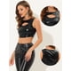 thumbnail image 2 of Disfraz de Halloween Allegra K Top corto metálico brillante sin mangas Negro XL, 2 of 4