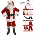 thumbnail image 4 of Disfraz de Navidad de Papá Noel para adultos, traje de terciopelo rojo, clásico de lujo, fiesta de Carnaval, 4 of 7