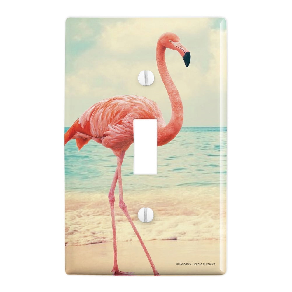 Flamingo on Beach Starfish Retro Wall Light Switch Plate Cover 