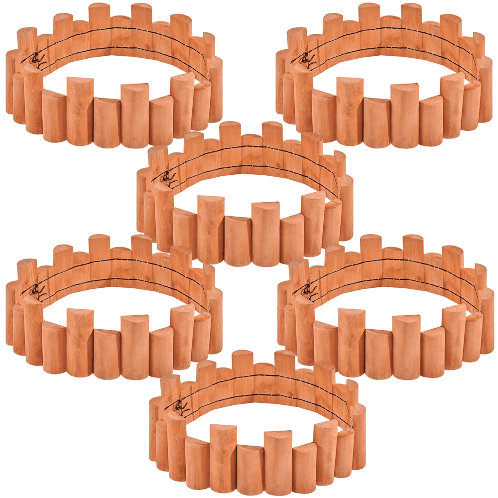 Renwick Outdoor Wooden Short Fences Garden Log Rolls,Set of 6,Brown
