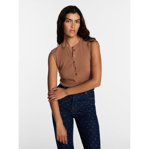 Kacey Lee Women's Henley Tank Top, Sizes XS-XXL