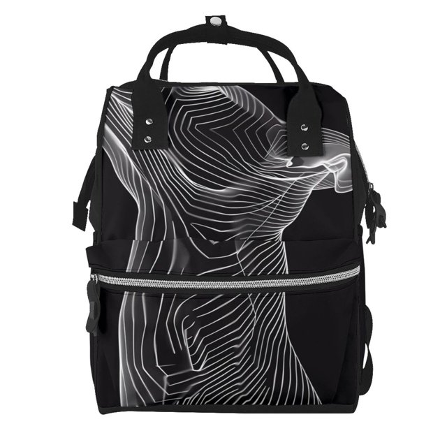 Disketp Geometric Lines Dog Art Mochila de Pañales de Gran Capacidad con Múltiples Bolsillos, Mochila de Viaje Multifuncional para Bebé, Unisex, Moderna y Resistente