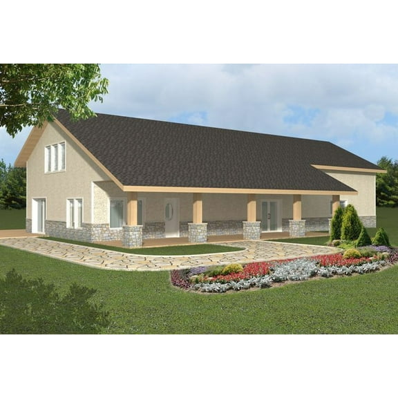 001-2150: ICF Country 1 Bed, 2 Bath Luxury Home Plan, 2497 Sq Ft: Full Blueprints with License to Build by Home Plan Marketplace - Lesuto