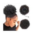 thumbnail image 1 of Extensions de Cheveux Humains Crépus Bouclés Queue de Cheval 4 6 8 Pouces Afro Puff à Cordon, 1 of 5