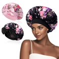 thumbnail image 1 of Gorro de seda satinada Arqumi para mujeres que duermen, 2 unidades, negro+rosa, 1 of 7
