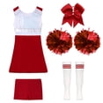 thumbnail image 3 of vastwit Robe de Danse Cheerleading pour Filles Tenue Uniforme de Chef Cheer Costume Fête d'Halloween Déguisement Rouge 4, 3 of 5