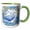 Green/White, variant on 3drose, Willow Ptarmigan and Forget-me-nots, 11oz Two-tone Yellow Mug