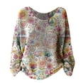 thumbnail image 4 of Womens Blouses Women's Pattern Printed Casual Pullover Sweater Long Sleeve Shirts for Women, 4 of 4