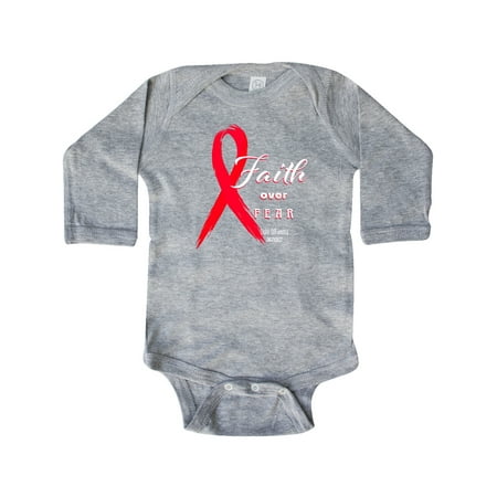 

Inktastic Faith Over Fear Sickle Cell Awareness with Red Ribbon Gift Baby Boy or Baby Girl Long Sleeve Bodysuit