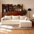 thumbnail image 3 of 106” Sectional Couch with Chaise, Cloud Boneless Couches Flannel Plush with Deep Seat, L-Shaped Compressed Modular Sofa with Cushions for Living Room, Small Space, Beige, 3 of 11