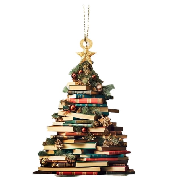 Book Lovers Fu N Reads Christmas Acrylic Ornament Decorative Hanging Display Art