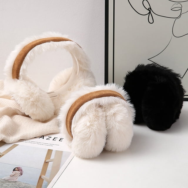 Sentmoon Ear Muffs for Winter Women Earmuffs Women Foldable Winter Lint Earmuffs for Cold Insulation Thickened Earmuffs for Outdoors Windproof Earmuffs and Long Lint Hair In Two Colors