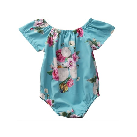 

Suefunskry Newborn Baby Girls Summer Casual Floral Romper Short Sleeve Ruffled Jumpsuit