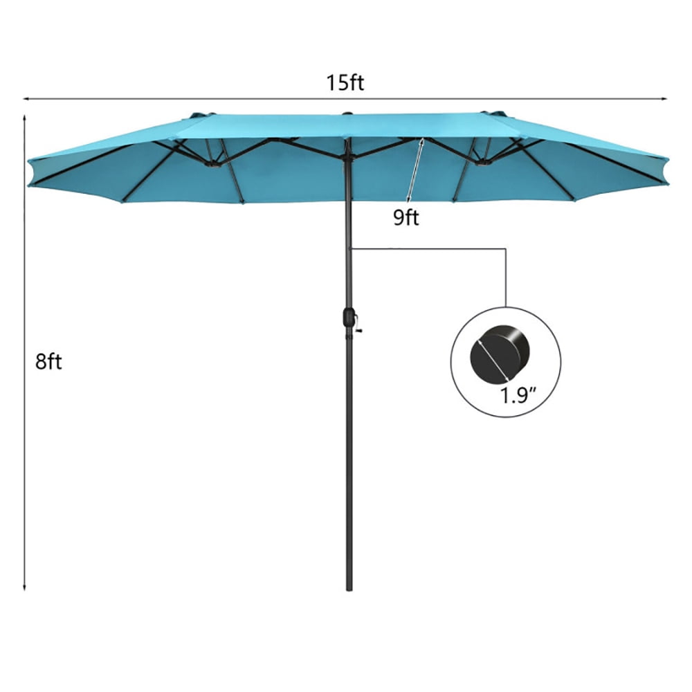 Aimee Lii 15 Feet Patio Double-Sided Umbrella with Hand-Crank System, Sunbrella Patio Umbrellas, Turquoise Aimee Lii 15 Feet Patio Double-Sided Umbrella with Hand-Crank System, Sunbrella Patio Umbrellas, Turquoise