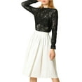 thumbnail image 4 of INSPIRE CHIC Women's Crochet Lace See Through Floral Ruffle Neck Blouse, 4 of 7