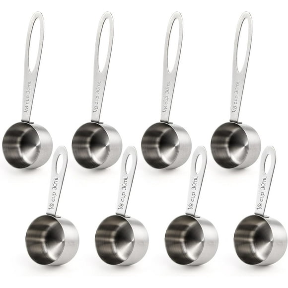 shiyou-Set of 8 Coffee Scoop, Stainless Steel Coffee Measuring Scoops 1/8 Cup, Including 4 Pack Short Handled and 4 Pack Long Handle Coffee Scoops for Coffee, Tea, Sugar and Milk, 30 ml