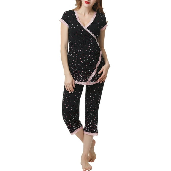 Maternity & Nursing Pajamas Top and Pants Sleep Set