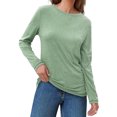 thumbnail image 3 of UVN Womens Shirts Crewneck Long Sleeve Tshirts Fall Casual Ladies Tops, 3 of 8