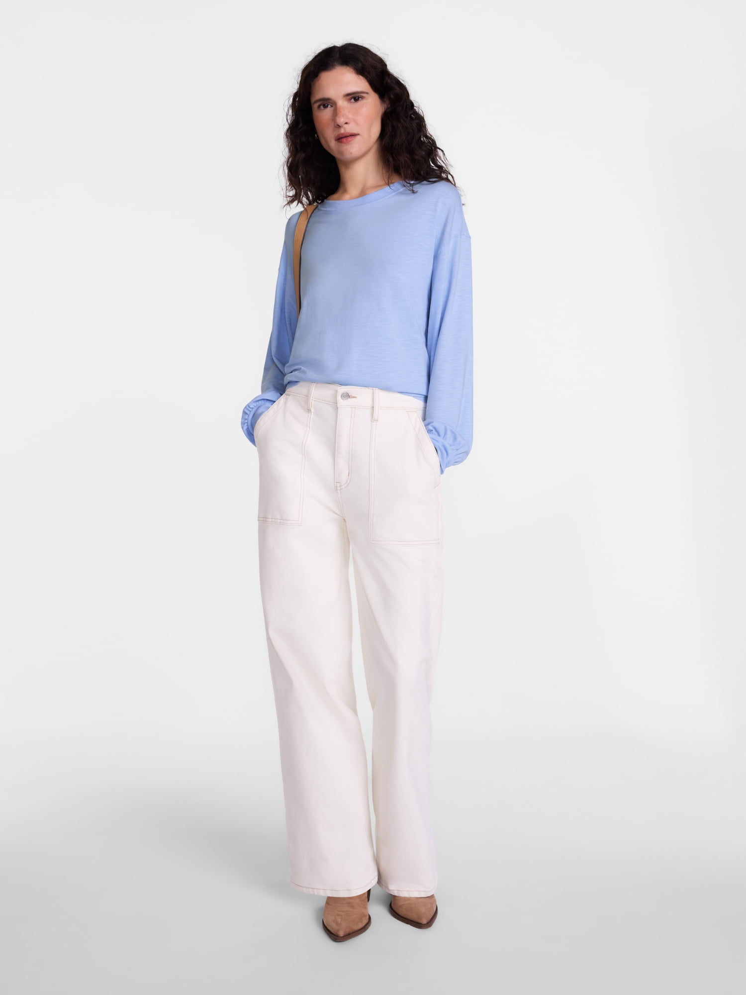 Scenario Women's Oversized Tee with Long Sleeves, Sizes XS-XXXL