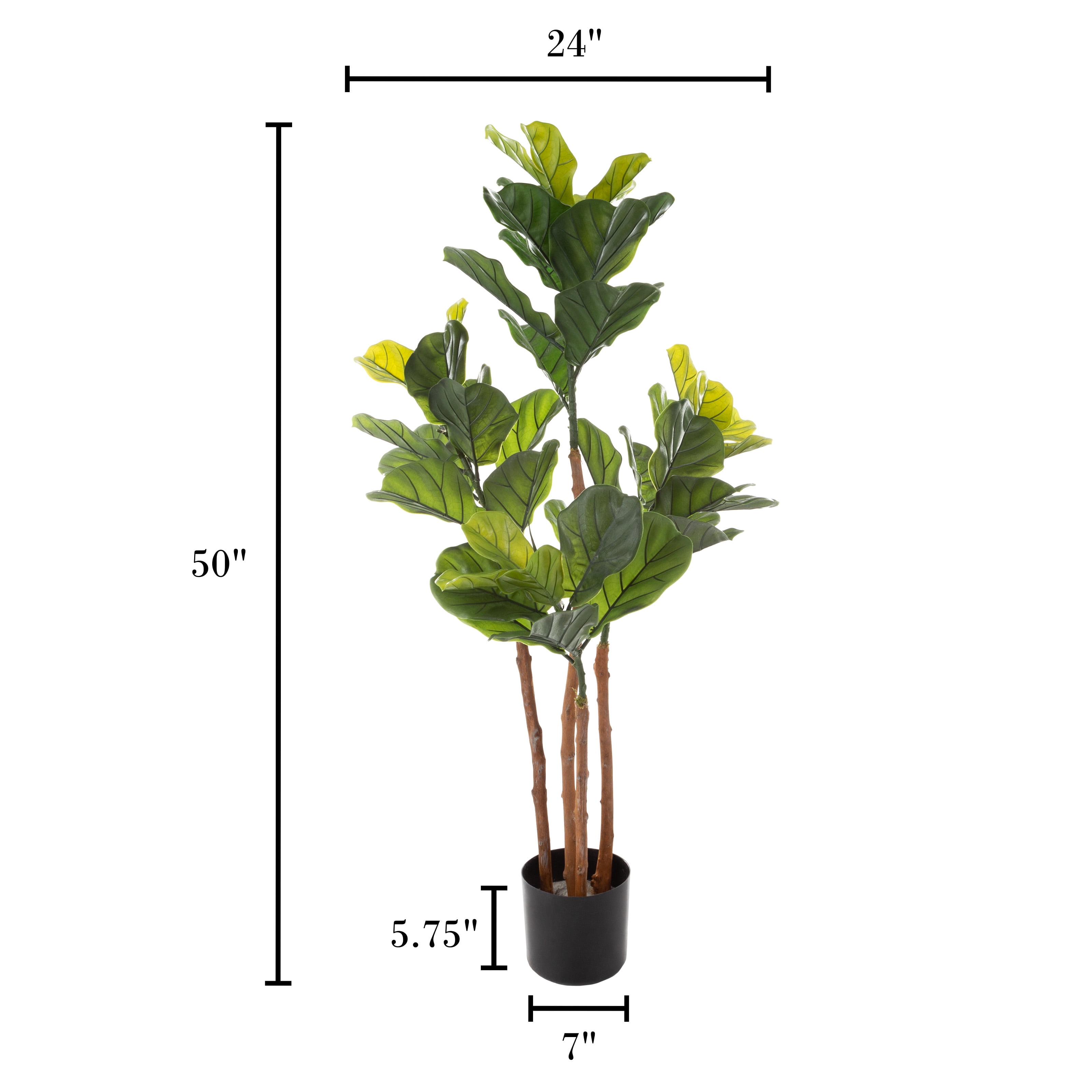 Pure Garden 50-Inch Potted Fiddle Leaf Fig Artificial Tree for Home Décor