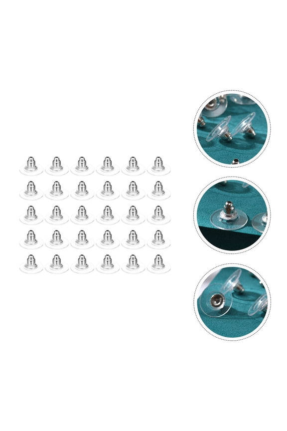 White Plastic Earring Hooks Caps, 100 Pieces Jewelry Findings for Earrings