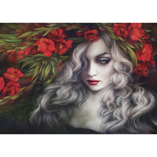 Taladro Pintura Diamante (DE8881) 5D DIY Flor Completa Belleza Fresca Punto de Cruz Ornamento 50x70cm Hugtrwg Para estrenar