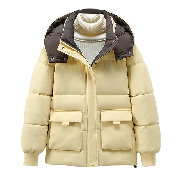 Puntoco Chaqueta De Algodón Con Bloques De Color Para Mujer, Mangas Largas Y Bolsillos Con Cremallera