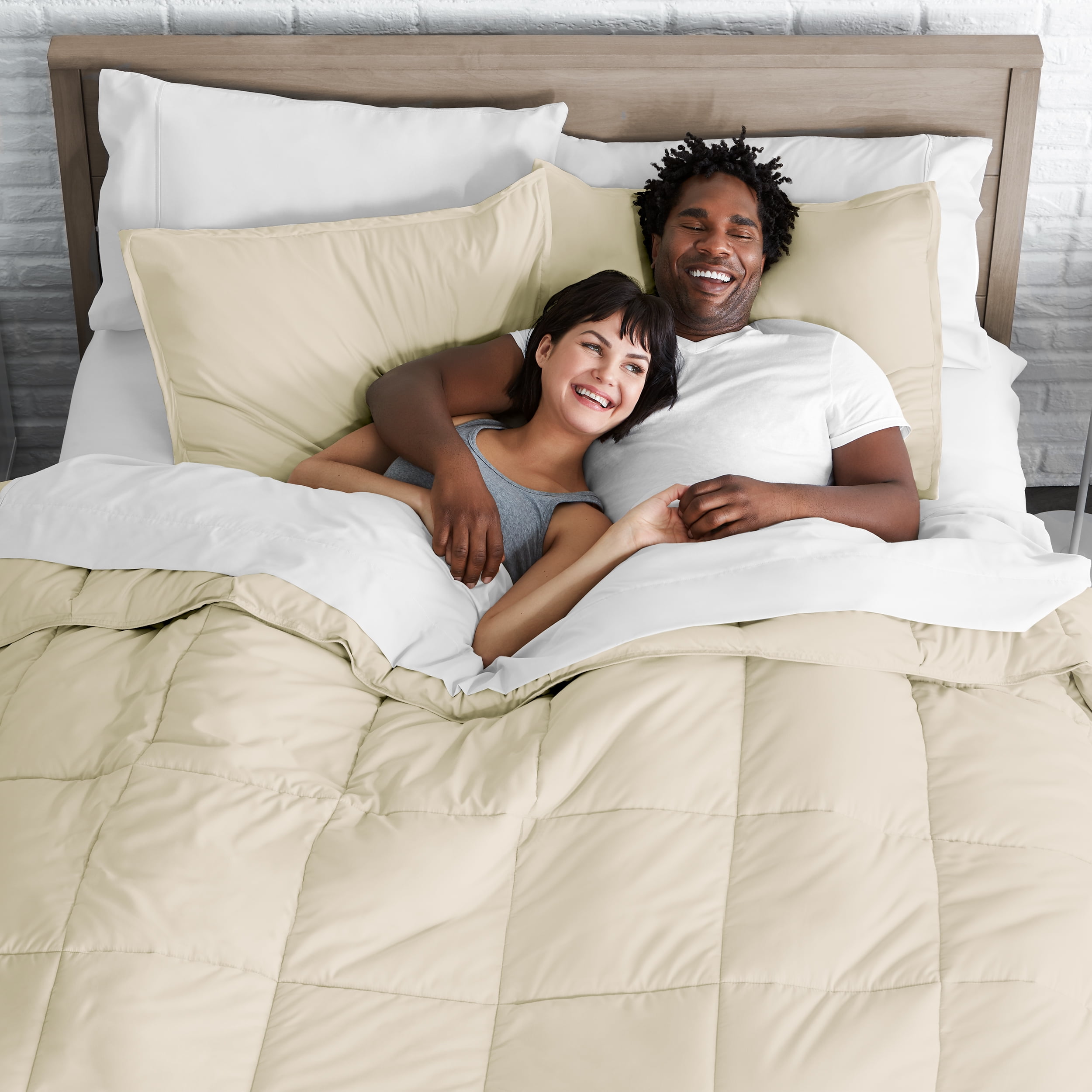 Bare Home Ultra-Soft Goose Down Alternative Comforter Set, Queen, Sand