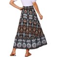 thumbnail image 3 of Falda Maxi Ruffle Boho de Cintura Alta Floral para Mujeres INSPIRE CHIC XL Negra, 3 of 7