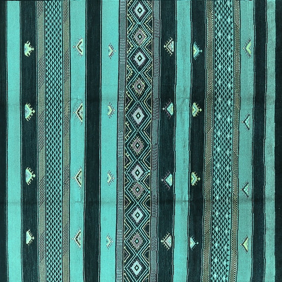 Ahgly Company Indoor Square Solid Turquoise Blue Modern Area Rugs, 6' Square