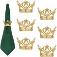 thumbnail image 1 of Juego de 6 servilleteros dorados - Corona de diamantes de imitación Navidad servilleta R, 1 of 5