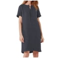 thumbnail image 2 of ZHOGXU Women's Dress Short Sleeve Round Neck Solid Color Buttons Fashion Comfortable Dresses With Pockets For Casual Daily Wear,Grey,Xxl, 2 of 7