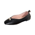 thumbnail image 2 of IEMIEMIEM Women's Metal Buckle Mary Jane Shoes Soft Leather Comfortable Ballet Flats Shoes Square Toe Casual Fashion Versatile Daily Wear Black 7.5 Wide, 2 of 8