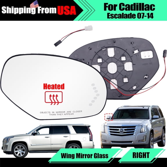 For Cadillac Escalade 2007-2014 Right Exterior Mirror Glass Heated Turn Signal